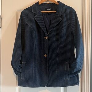 Denim&Co Women's Dark Blue Striped Blazer